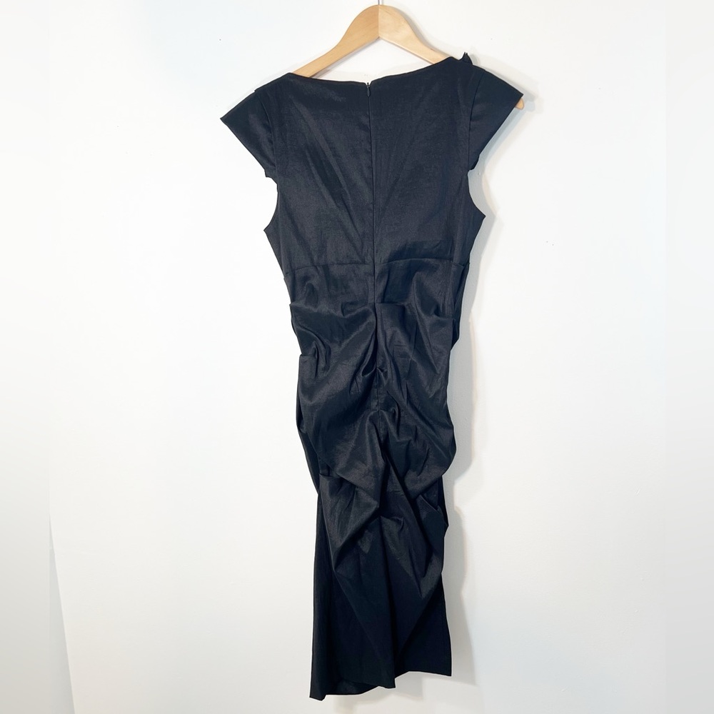 NEW Xscape Ruffled Collar Formal Cocktail Midi Dress Size 10 - Picture 5 of 15